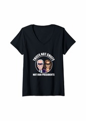 Miss Me Womens Thief Not Chief Funny 46 Not My President V-Neck T-Shirt