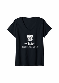 Womens Distressed Miss Me Yet - 45th President Donald Trump V-Neck T-Shirt