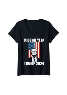 Womens Miss Me Yet Trump 2024 V-Neck T-Shirt