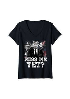 Womens Miss Me Yet Trump 2024 President Vintage Trump V-Neck T-Shirt