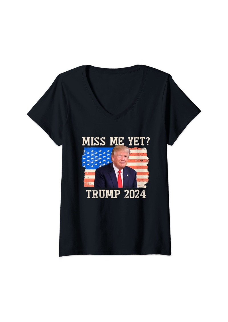 Womens Miss Me Yet Trump 2024 V-Neck T-Shirt