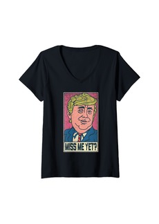 Womens Trump Pink Miss Me Yet Trump 2024 V-Neck T-Shirt