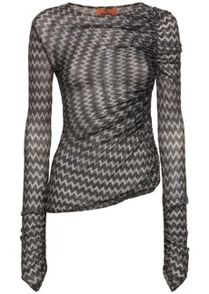 Missoni Chevron Lurex Gathered Long Sleeve Top