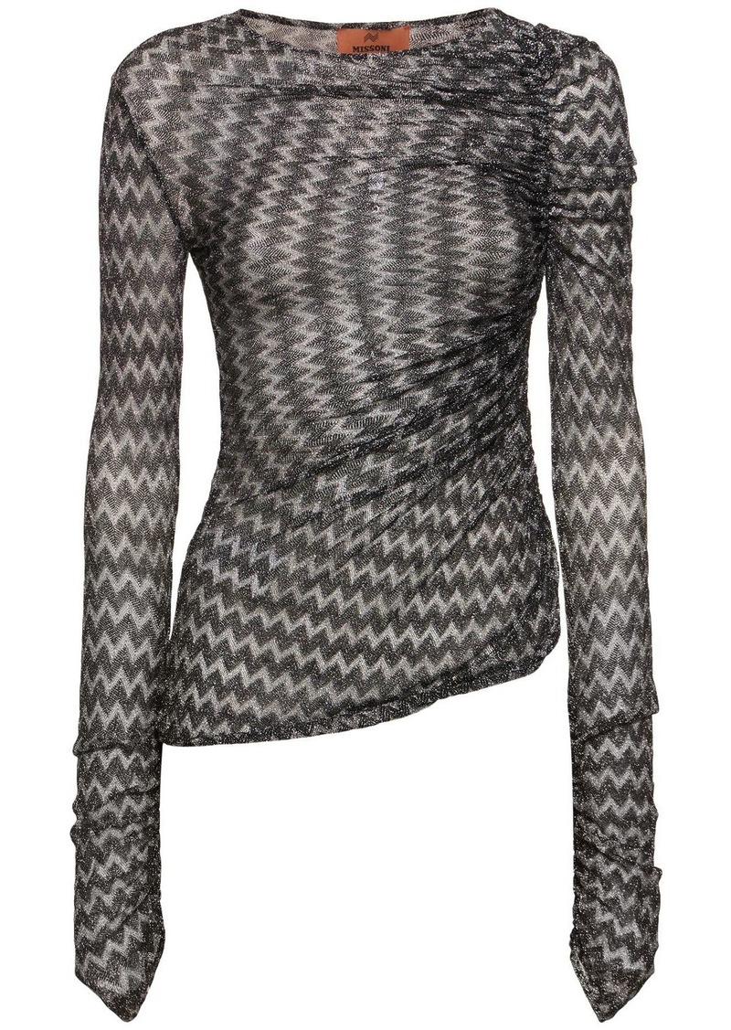 Missoni Chevron Lurex Gathered Long Sleeve Top