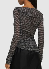 Missoni Chevron Lurex Gathered Long Sleeve Top