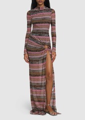 Missoni Chevron Lurex Maxi Dress W/cutout