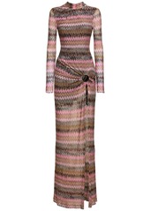 Missoni Chevron Lurex Maxi Dress W/cutout