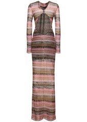 Missoni Chevron Lurex Maxi Dress W/cutout