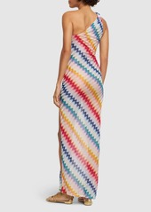 Missoni Chevron Lurex One-shoulder Long Dress