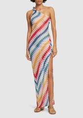 Missoni Chevron Lurex One-shoulder Long Dress