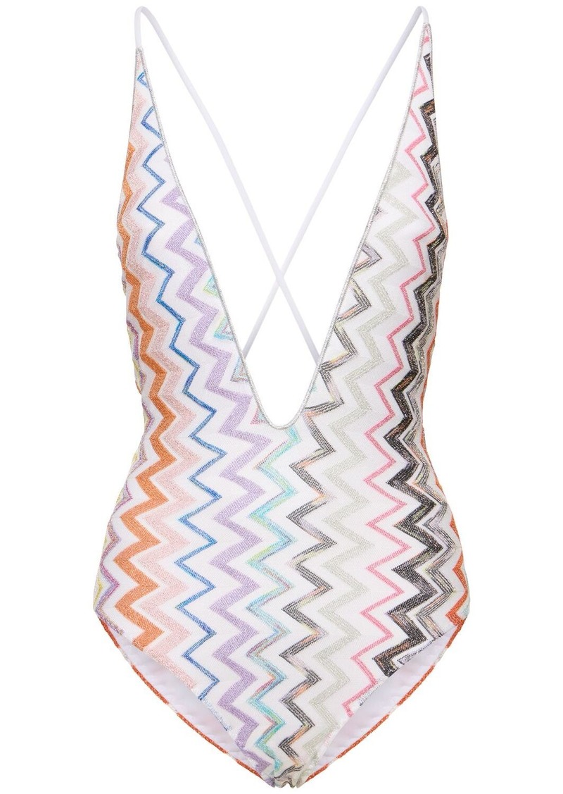 Missoni Chevron Lurex Zigzag One Piece Swimsuit