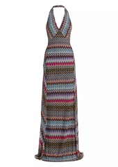 Missoni Chevron-Striped Halter Gown