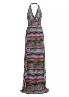 Missoni Chevron-Striped Halter Gown