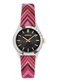 Missoni Classic 34MM Stainless Steel & Fabric Strap Watch