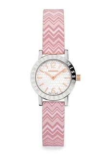Missoni Estate 27MM Stainless Steel & Leather Strap Watch