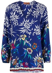 Missoni floral print knitted trim blouse