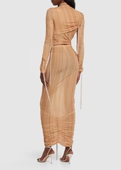 Missoni Gathered Jersey Cutout Turtleneck Dress