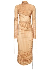 Missoni Gathered Jersey Cutout Turtleneck Dress