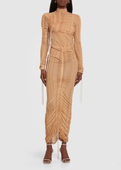 Missoni Gathered Jersey Cutout Turtleneck Dress