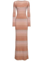 Missoni Knit Long Sleeve Viscose Lamé Maxi Dress