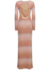 Missoni Knit Long Sleeve Viscose Lamé Maxi Dress