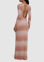 Missoni Knit Long Sleeve Viscose Lamé Maxi Dress