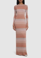 Missoni Knit Long Sleeve Viscose Lamé Maxi Dress