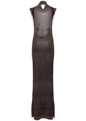 Missoni Knit Viscose Lamé Turtleneck Long Dress