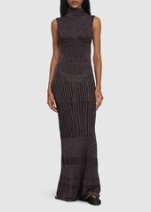 Missoni Knit Viscose Lamé Turtleneck Long Dress