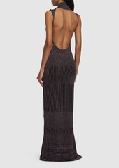 Missoni Knit Viscose Lamé Turtleneck Long Dress