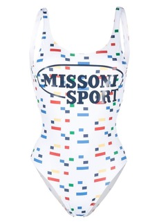 Missoni White Logo Print One Piece Swimsuit