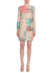 Missoni Long-Sleeve Multicolor Patchwork Sheath Dress