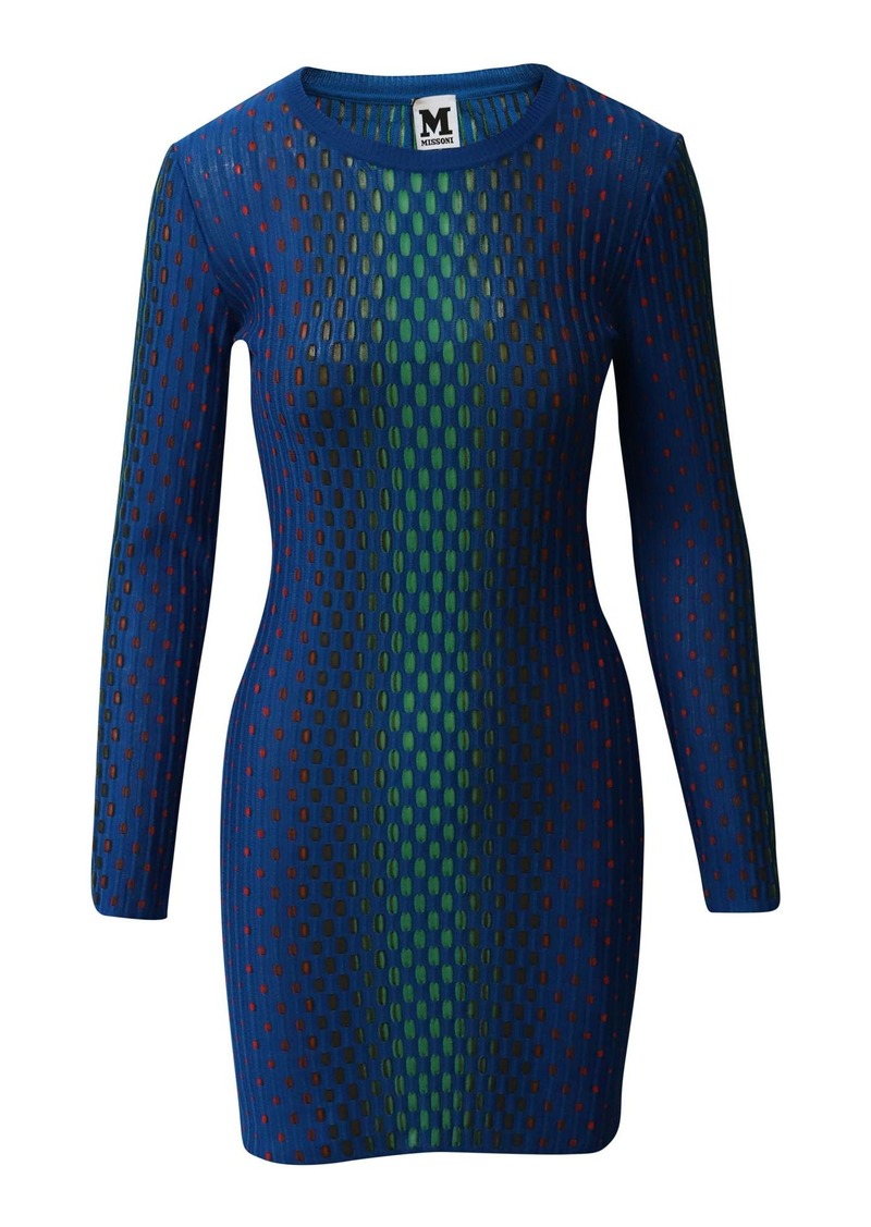 M Missoni Bubble Knit Dress in Blue Polyester