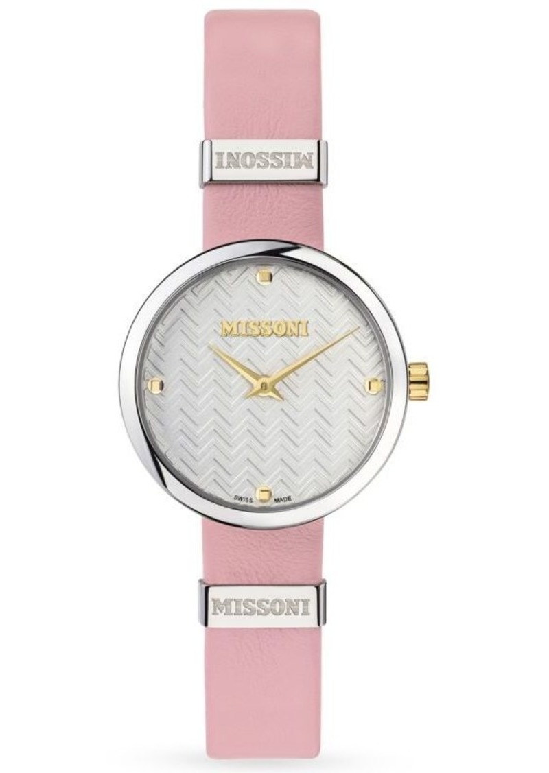 Missoni M1 Cuff 29MM Stainless Steel & Leather Strap Watch