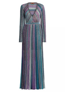 Missoni Metallic Striped V-Neck Dress