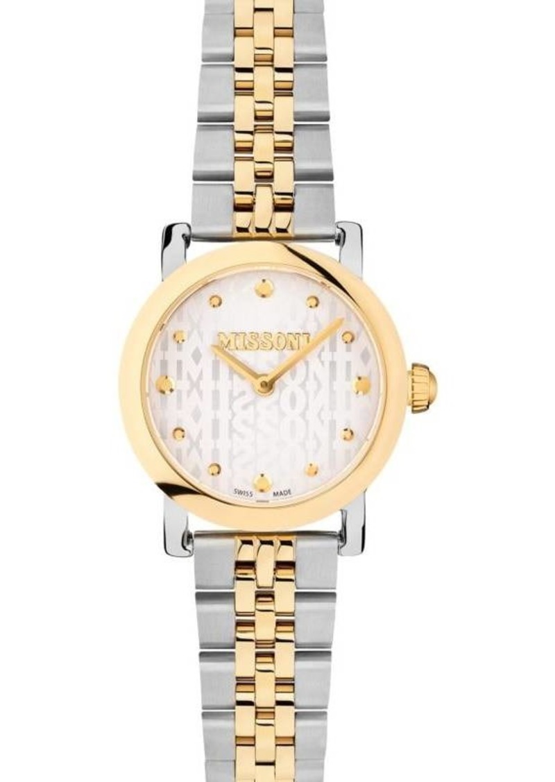 Missoni Mini Monogram 28MM Two Tone Stainless Steel Bracelet Watch