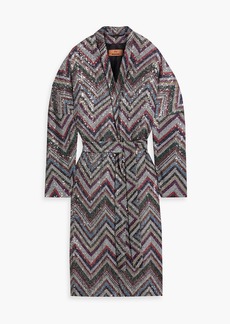 Missoni - Belted sequined crochet-knit coat - Black - IT 36