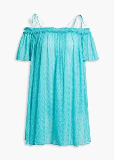 Missoni - Cold-shoulder metallic crochet-knit mini dress - Blue - IT 40