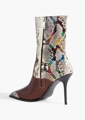 Missoni - Croc-effect leather and snakeskin ankle boots - Brown - EU 35