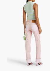 Missoni - Crochet-knit paneled high-rise straight-leg jeans - Pink - IT 40