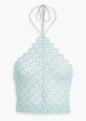 Missoni - Cropped metallic crochet-knit halterneck top - Blue - IT 40