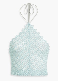 Missoni - Cropped metallic crochet-knit halterneck top - Blue - IT 42