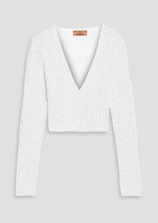 Missoni - Cropped sequin-embellished ribbed-knit cardigan - White - IT 38