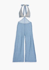 Missoni - Cutout metallic crochet-knit halterneck jumpsuit - Blue - IT 48