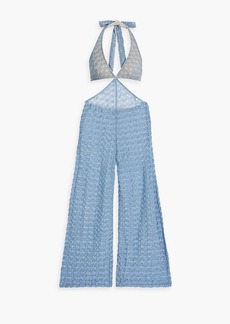 Missoni - Cutout metallic crochet-knit halterneck jumpsuit - Blue - IT 48