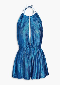 Missoni - Cutout metallic crochet-knit halterneck playsuit - Blue - IT 38