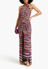 Missoni - Draped metallic crochet-knit halterneck maxi dress - Pink - IT 38