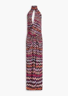 Missoni - Draped metallic crochet-knit halterneck maxi dress - Pink - IT 44