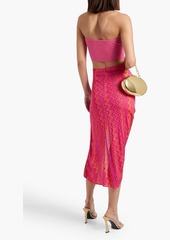 Missoni - Draped printed crochet-knit midi skirt - Pink - IT 40