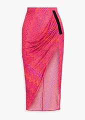 Missoni - Draped printed crochet-knit midi skirt - Pink - IT 40